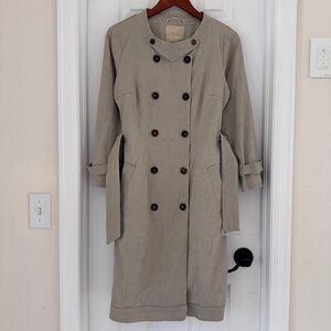 ‘S Max Mara Minimalist Olive Collarless Belted Trench Coat